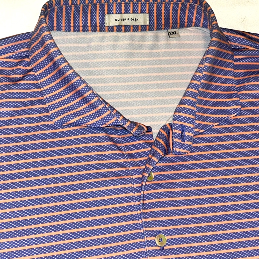 NWOT Oliver Ridley purple and pink Striped golf Polo Shirt size XXL Striped polo